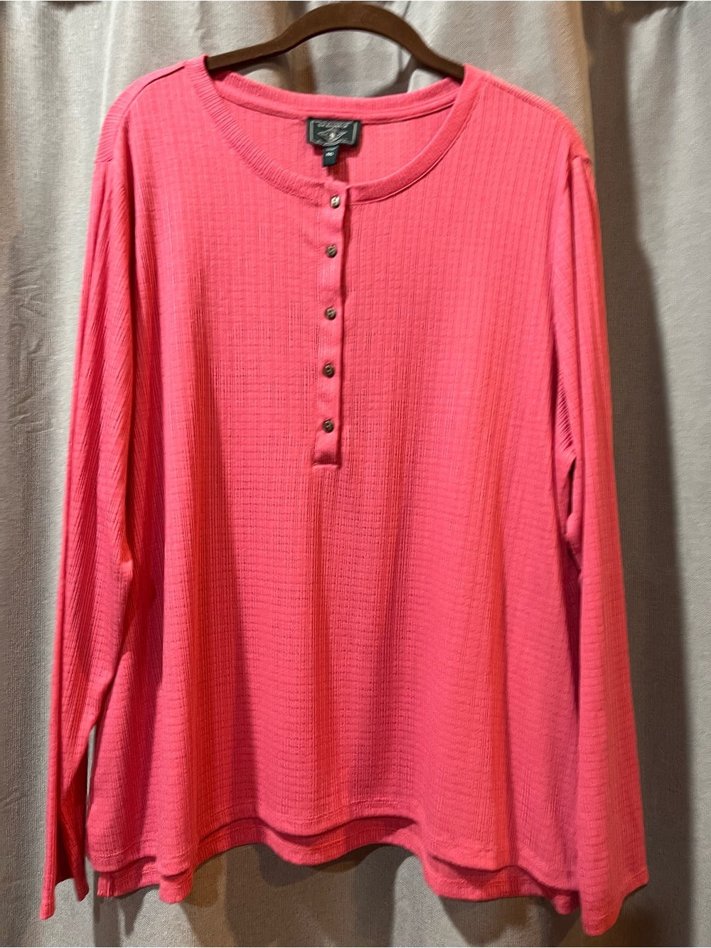 G.H. Bass & Co. Vibrant Pink Waffle-Knit Henley Long Sleeve Size XXL
